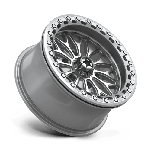 15X7 MSA Offroad Wheels MA53 BOLO UTV BEADLOCK GLOSS SILVER W/ MACHINED FACE 6X139.7