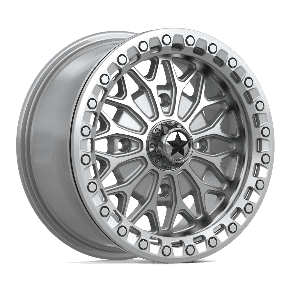 15X7 MSA Offroad Wheels MA53 BOLO UTV BEADLOCK GLOSS SILVER W/ MACHINED FACE 4X137