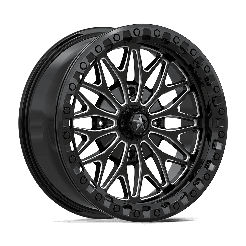 18X7 MSA Offroad Wheels MA53 BOLO UTV BEADLOCK GLOSS BLACK MILLED 4X137