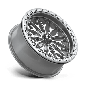 18X7 MSA Offroad Wheels MA53 BOLO UTV BEADLOCK GLOSS SILVER W/ MACHINED FACE 4X110