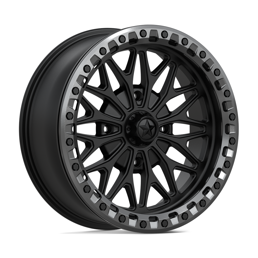 18X7 MSA Offroad Wheels MA53 BOLO UTV BEADLOCK MATTE BLACK W/ GL-GUNMETAL RG 4X110