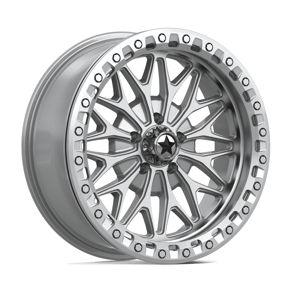 18X7 MSA Offroad Wheels MA53 BOLO UTV BEADLOCK GLOSS SILVER W/ MACHINED FACE 5X114.3