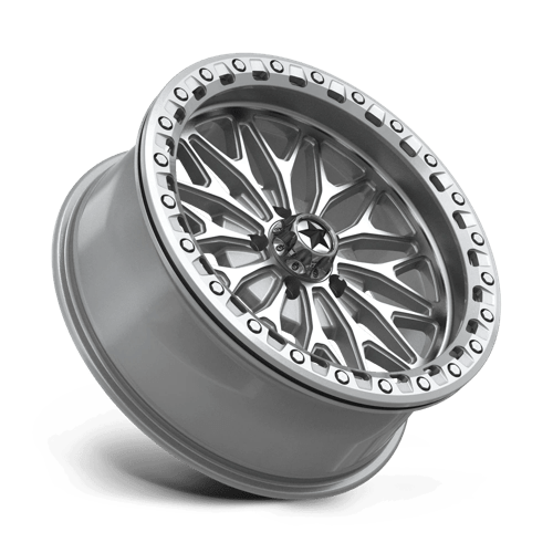 18X7 MSA Offroad Wheels MA53 BOLO UTV BEADLOCK GLOSS SILVER W/ MACHINED FACE 5X114.3