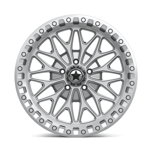 18X7 MSA Offroad Wheels MA53 BOLO UTV BEADLOCK GLOSS SILVER W/ MACHINED FACE 5X114.3