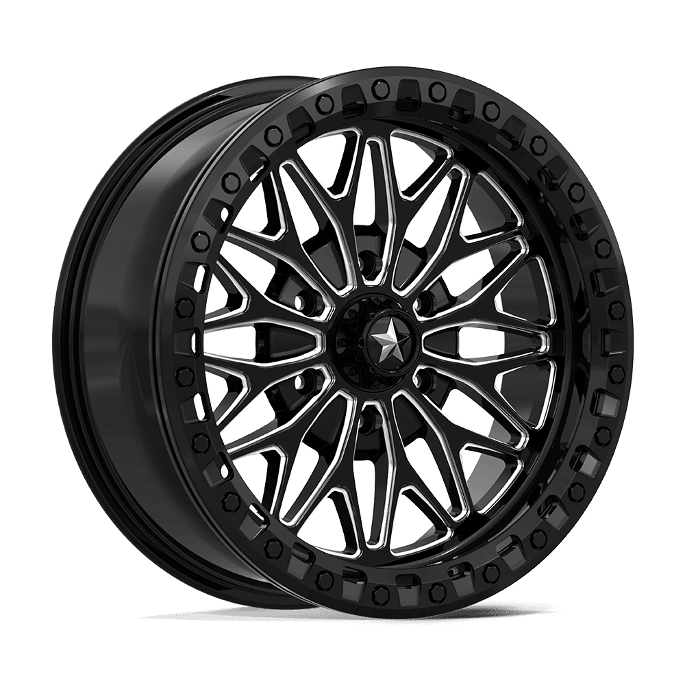 18X7 MSA Offroad Wheels MA53 BOLO UTV BEADLOCK GLOSS BLACK MILLED 6X139.7