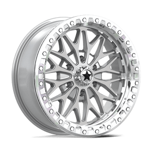 18X7 MSA Offroad Wheels MA53 BOLO UTV BEADLOCK GLOSS SILVER W/ MACHINED FACE 6X139.7