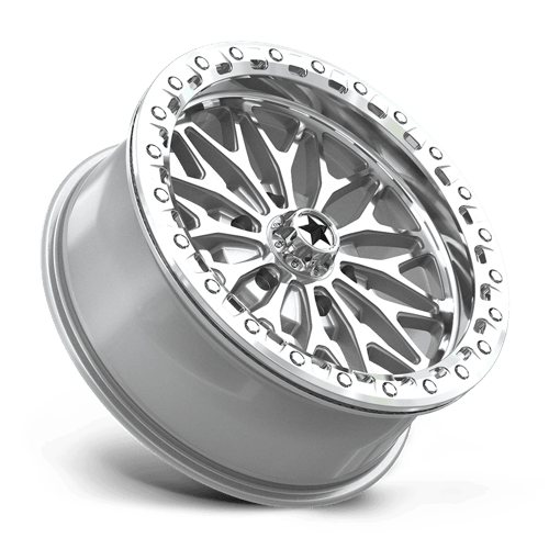18X7 MSA Offroad Wheels MA53 BOLO UTV BEADLOCK GLOSS SILVER W/ MACHINED FACE 6X139.7
