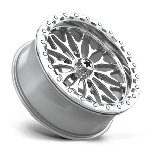 18X7 MSA Offroad Wheels MA53 BOLO UTV BEADLOCK GLOSS SILVER W/ MACHINED FACE 6X139.7