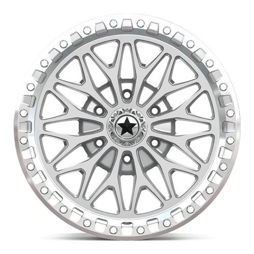 18X7 MSA Offroad Wheels MA53 BOLO UTV BEADLOCK GLOSS SILVER W/ MACHINED FACE 6X139.7
