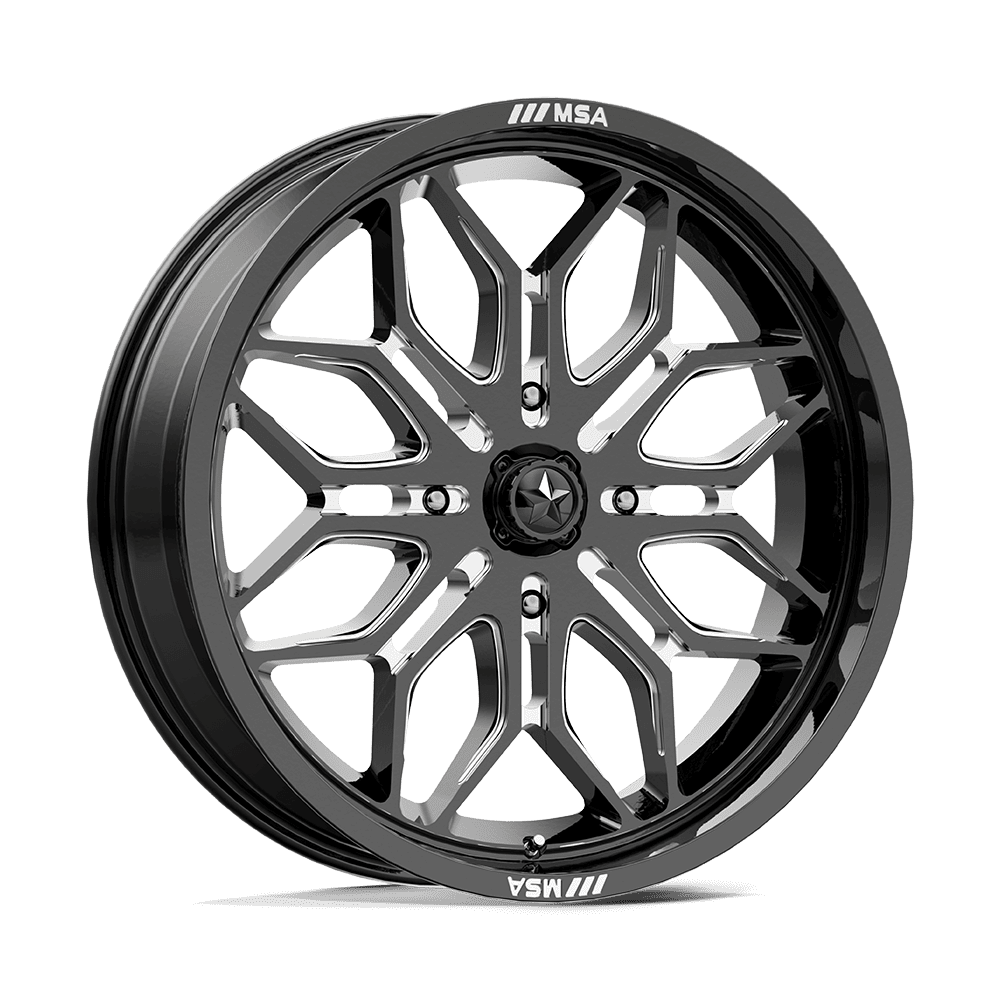 18X7 MSA Offroad Wheels M47 SNIPER GLOSS BLACK MILLED 4X137