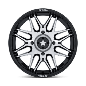 15X7 MSA Offroad Wheels M52 RADAR UTV GLOSS BLACK W/ MACHINED FACE 4X110