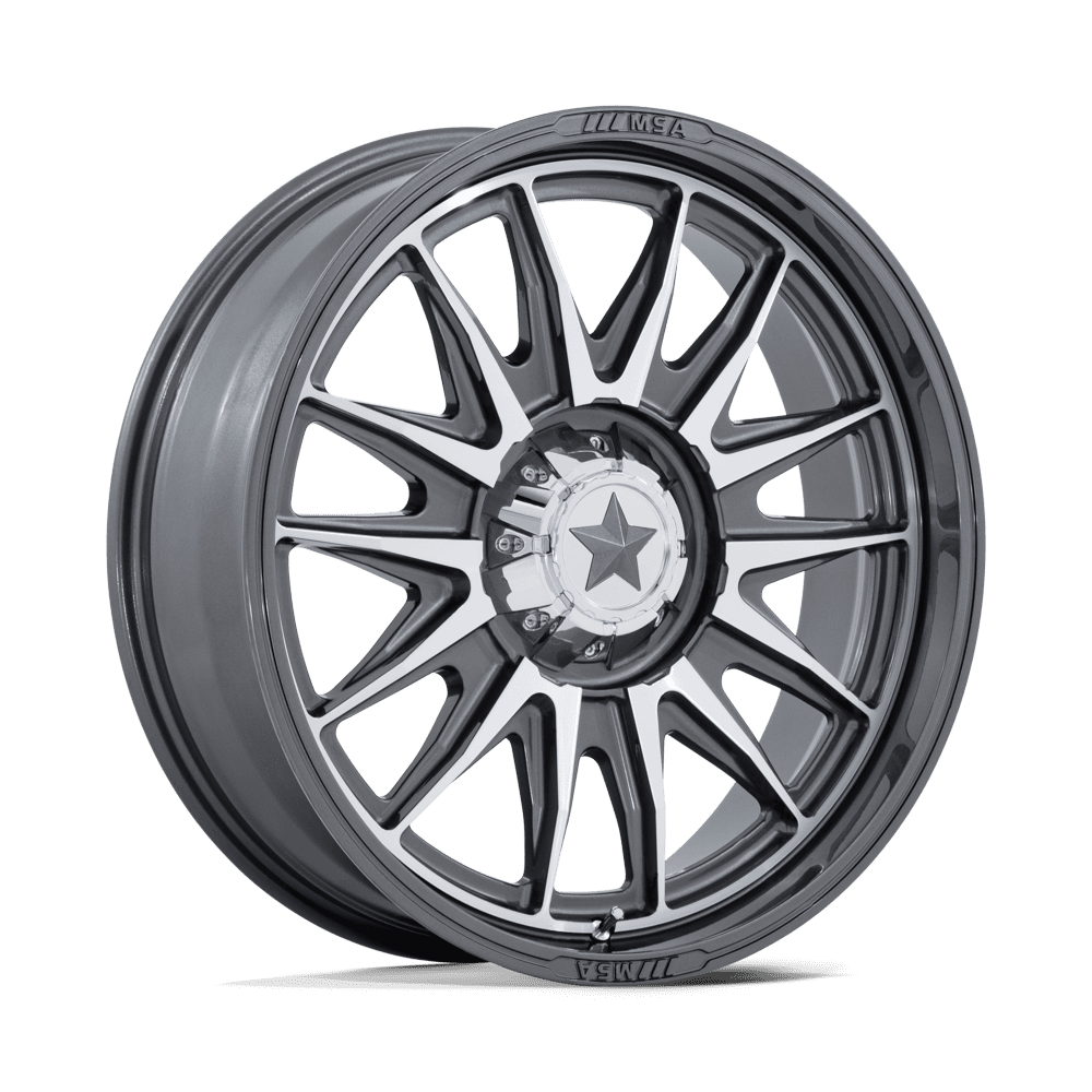 22X7 MSA Offroad Wheels M55 COMMANDER UTV PLATINUM W/ MACHINED FACE 4X137/4X156