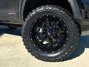 20X9 Moto Metal MO970 RIMS - GLOSS BLACK W/ SPOT MILLED LIP 6X135/6X139.7