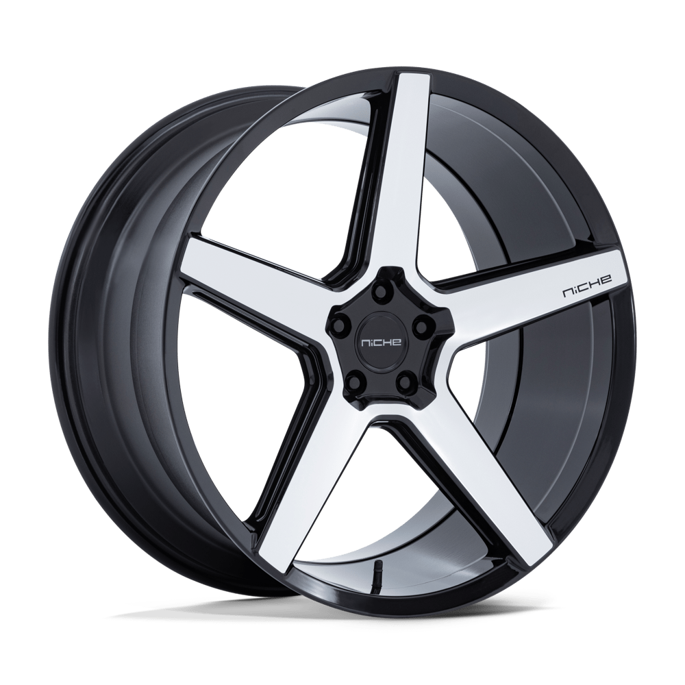 20X9 Niche 1PC NC283 MODENA GLOSS BLACK W/ MACHINED FACE 5X120