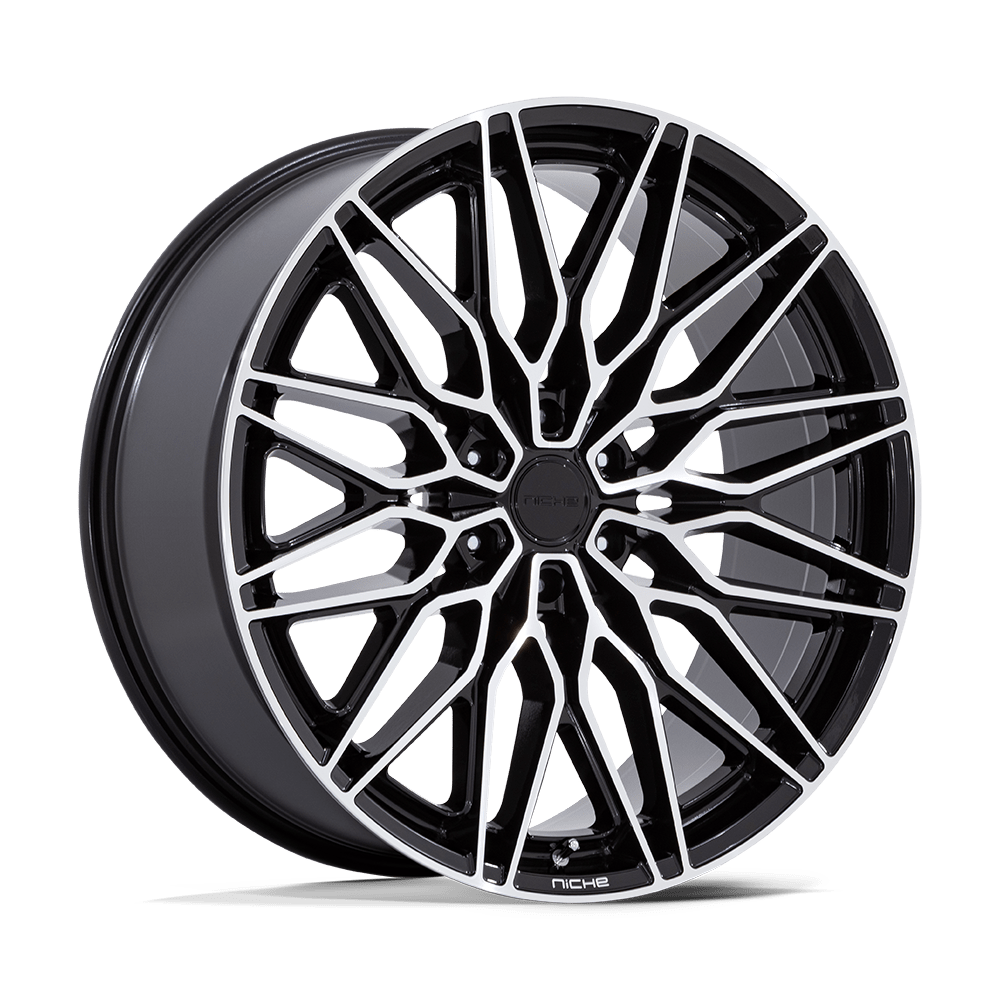 20X9.5 Niche 1PC NC278 CALABRIA 6 GLOSS BLACK W/ MACHINED 6X135