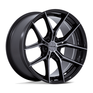 20X9.5 Niche 1PC NC279 PRODIGY 5 GLOSS BLACK DARK TINTED CLEAR 5X115