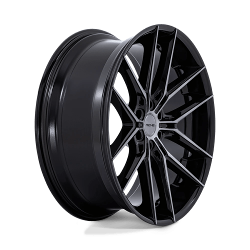 24X10 Niche 1PC NC280 PRODIGY 6 GLOSS BLACK DARK TINTED CLEAR 6X135