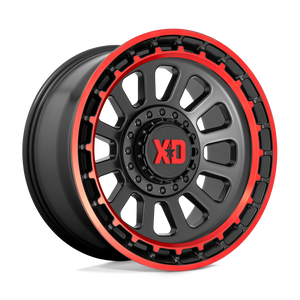 20X10 XD XD856 OMEGA SATIN BLACK MACH LIP RED TINT 8X170