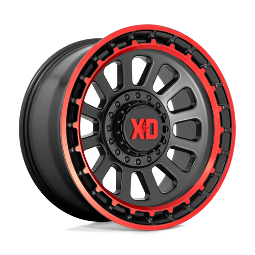 20X10 XD XD856 OMEGA SATIN BLACK MACH LIP RED TINT 8X170