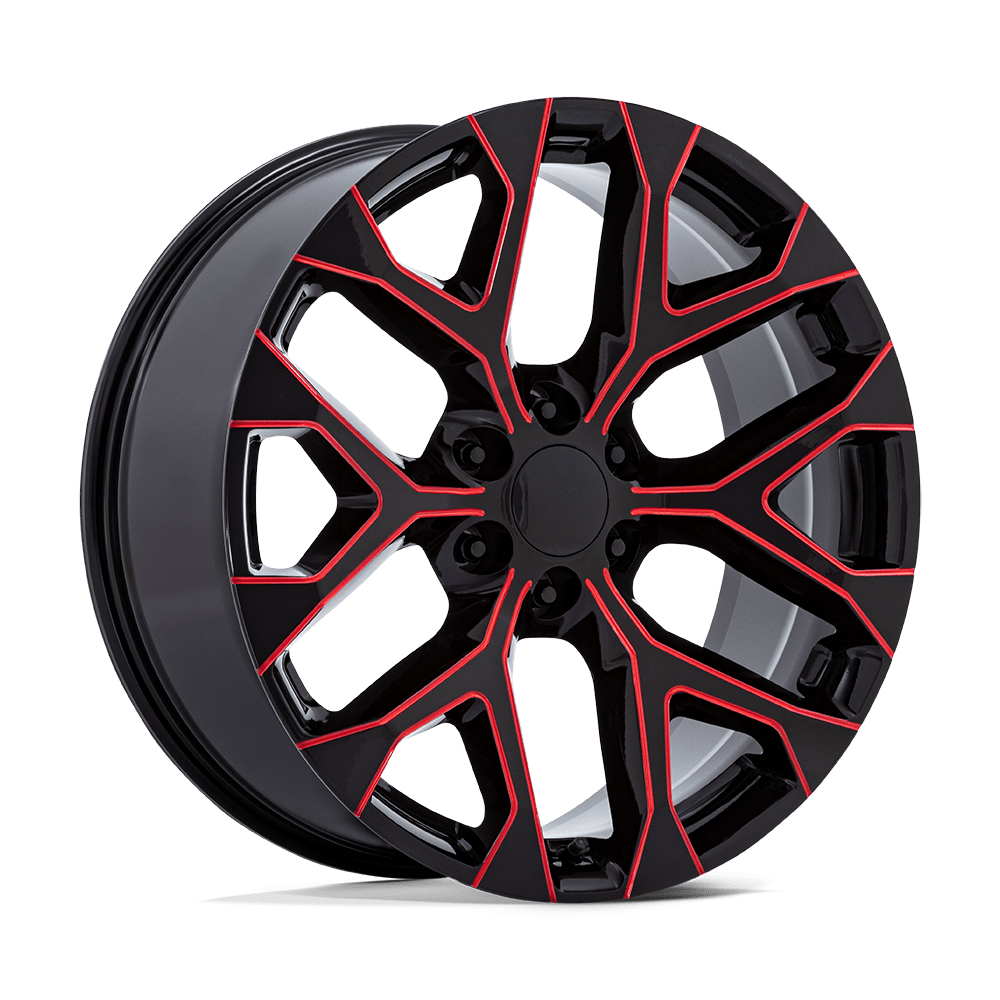 26" Performance Replicas PR177 GLOSS BLACK RED MILLED 6X139.7