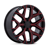 26" Performance Replicas PR177 GLOSS BLACK RED MILLED 6X139.7
