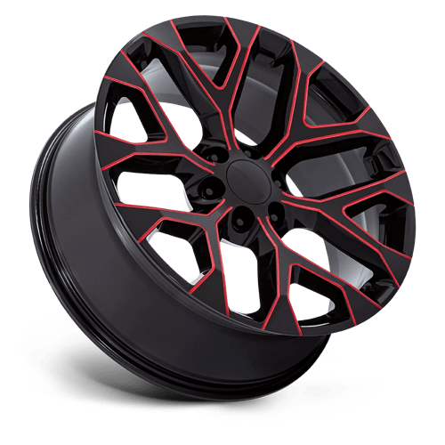 26" Performance Replicas PR177 GLOSS BLACK RED MILLED 6X139.7