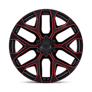24" Performance Replicas PR177 GLOSS BLACK RED MILLED 6X139.7