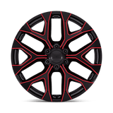 20" Performance Replicas PR177 GLOSS BLACK RED MILLED 6X139.7