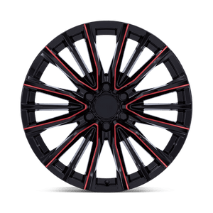 22X9 Performance Replicas PR223 GLOSS BLACK MILLED RED 6X139.7