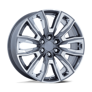 24X10 Performance Replicas PR225 GLOSS GUNMETAL MACH W/ CHR ACC 6X139.7