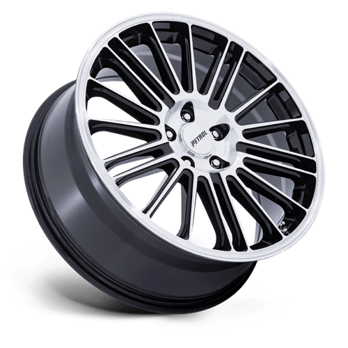 18X8 Petrol PE001 P1D GLOSS BLACK W/ MACHINED FACE 5X108