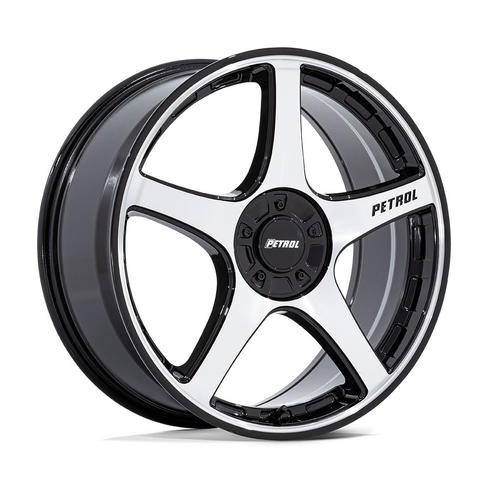 17X8 Petrol PE003 P2E GLOSS BLACK W/ MACHINED FACE 5X112/5X120