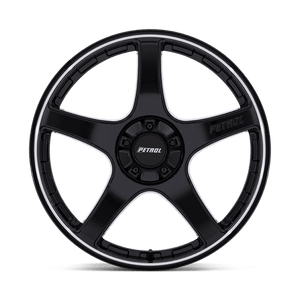 18X8 Petrol PE003 P2E GLOSS BLACK W/ MACHINED LIP 5X110/5X115