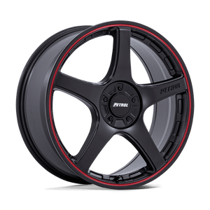 18X8 Petrol PE003 P2E MATTE BLACK W/ RED LIP 5X108/5X114.3