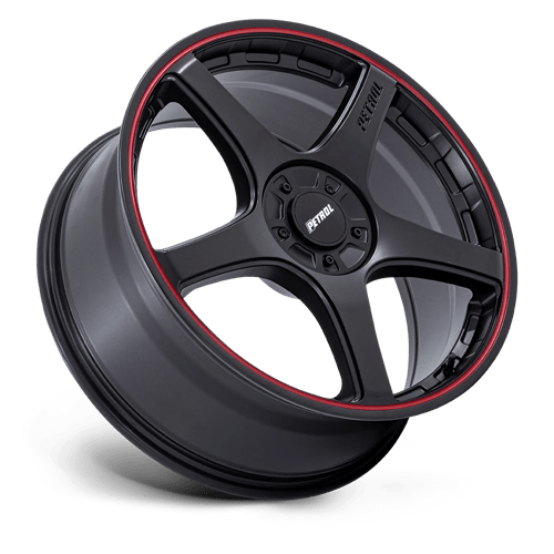 20X8.5 Petrol PE003 P2E MATTE BLACK W/ RED LIP 5X112/5X120