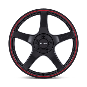 17X8 Petrol PE003 P2E MATTE BLACK W/ RED LIP 5X100/5X120