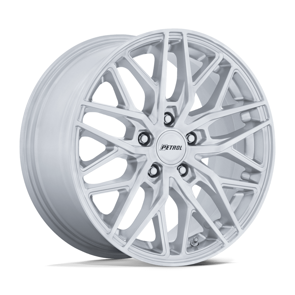 17X8 Petrol PE004 P3E MACHINED BRUSHED GLOSS SILVER 5X110