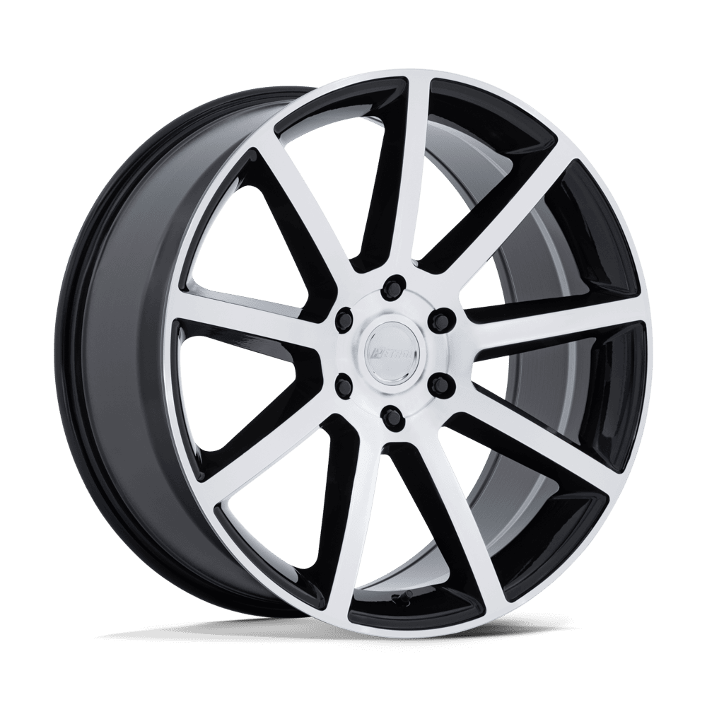 20X9.5 Petrol PE007 P6E GLOSS BLACK W/ MACHINED FACE 6X135