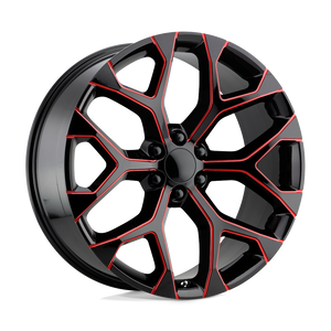 20X9 Performance Replicas PR176 GLOSS BLACK RED MILLED 6X139.7