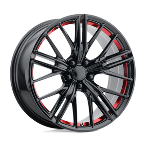 20 Performance Replicas PR194 GLOSS BLACK RED MACHINED 5X120