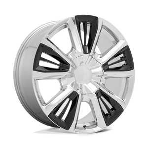 22" Performance Replicas PR212 CHROME W/ GLOSS BLACK ACCENTS 6X139.7