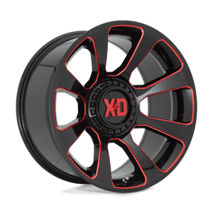 20X10 XD XD854 REACTOR GLOSS BLACK MILLED W/ RED TINT 6X135/6X139.7