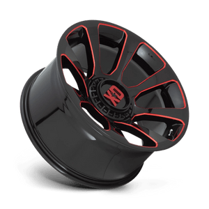 20X10 XD XD854 REACTOR GLOSS BLACK MILLED W/ RED TINT 5X139.7/5X150