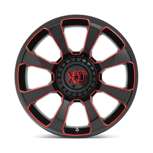 20X10 XD XD854 REACTOR GLOSS BLACK MILLED W/ RED TINT BLANK