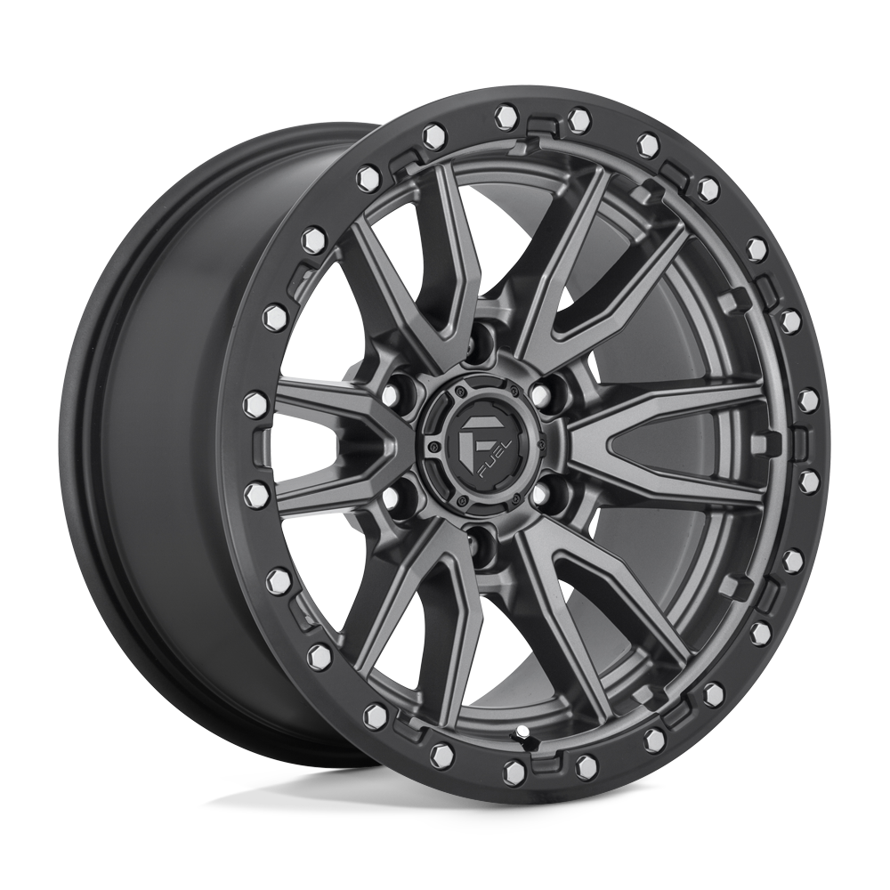 18X9 Fuel 1PC D680 REBEL RIMS -  MATTE GUNMETAL BLACK BEAD RING 6X135