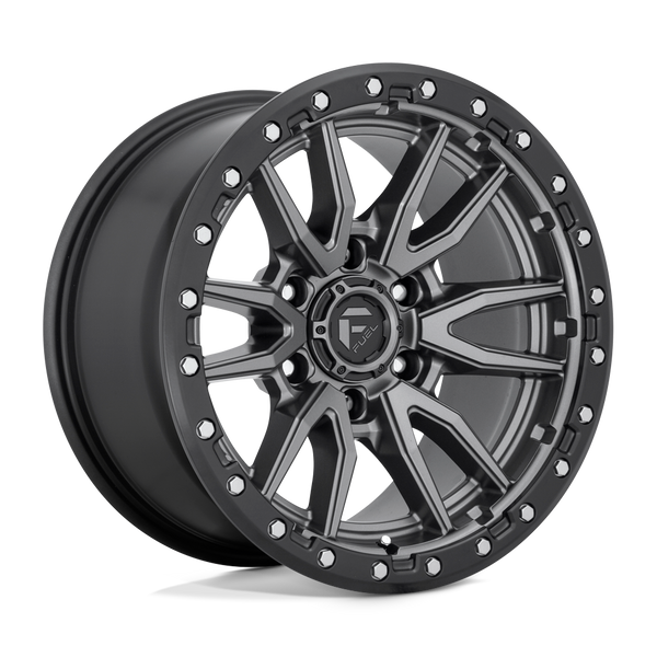 18X9 Fuel 1PC D680 REBEL RIMS -  MATTE GUNMETAL BLACK BEAD RING 6X135
