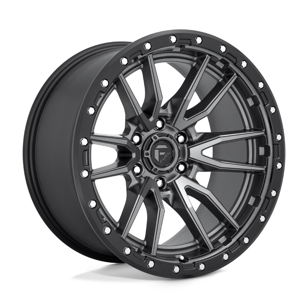 20X10 Fuel 1PC D680 REBEL RIMS - MATTE GUNMETAL BLACK BEAD RING 6X135