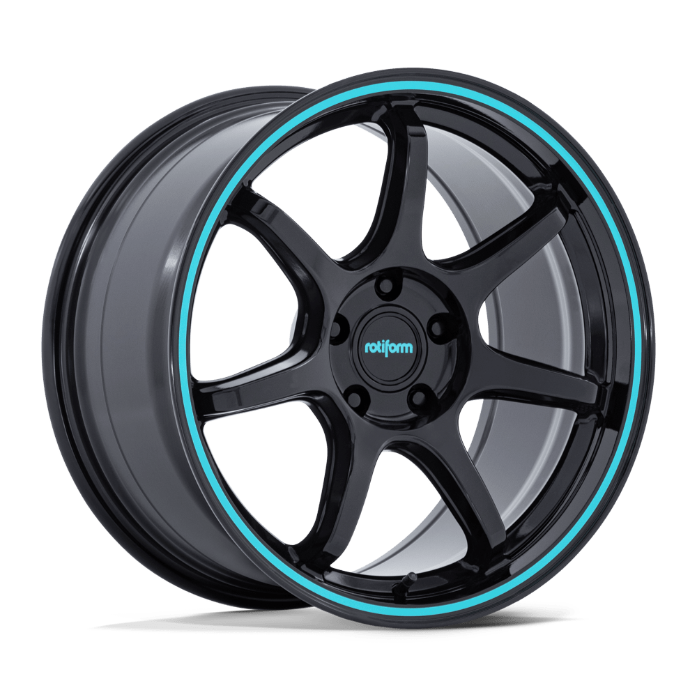 19X10.5 Rotiform RC208 BPU GLOSS BLACK W/ TEAL STRIPE 5X120