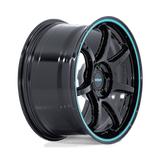 18X8.5 Rotiform RC208 BPU GLOSS BLACK W/ TEAL STRIPE 5X100