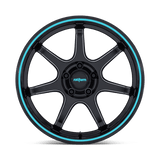 18X8.5 Rotiform RC208 BPU GLOSS BLACK W/ TEAL STRIPE 5X100